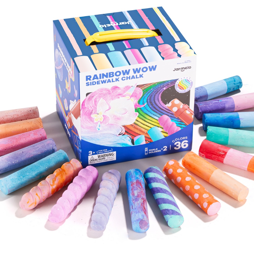 Jar Meló - Sidewalk Giant Chalk with Holders - 36 Rainbow Colours