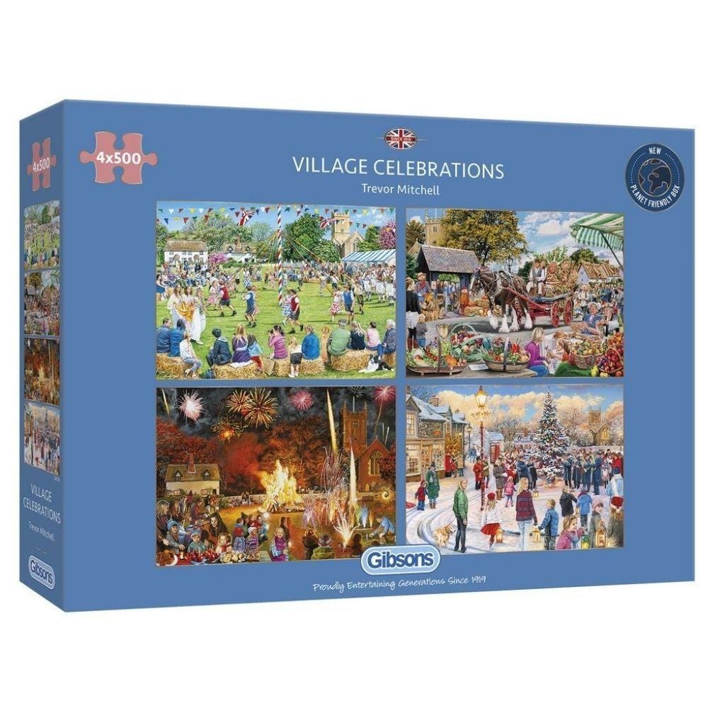 Gibsons - Village Celebrations - 4 x 500 Piece Jigsaw Puzzles