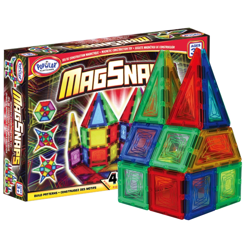 Popular Playthings - Mag-Snaps Magnetic Tiles Building Set - 48pcs