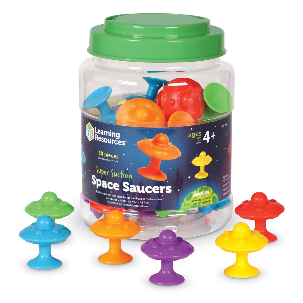 Learning Resources - Super-Suction Space Saucers - Set Of 30
