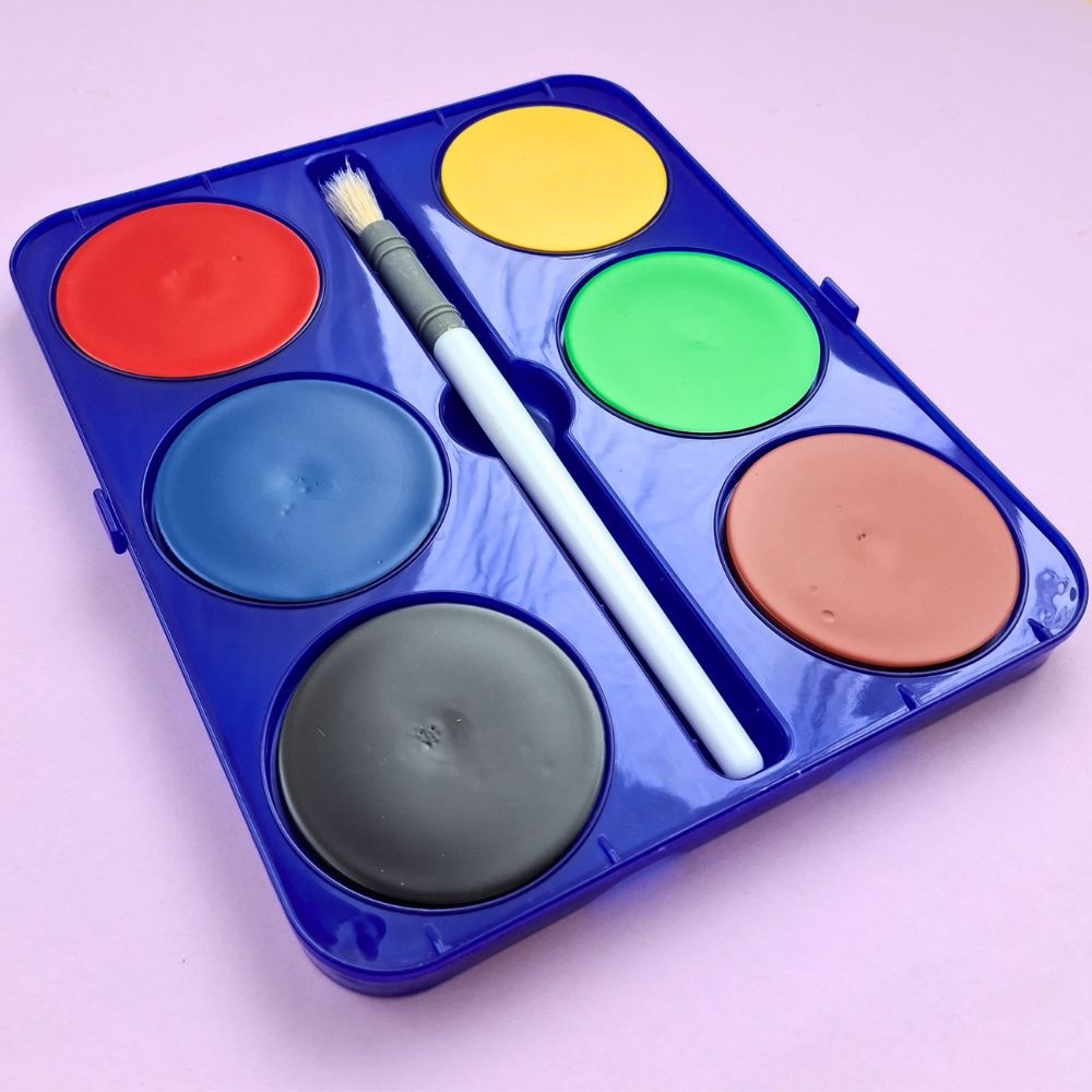 Toy Color - Watercolours Maxi - 6 Giant Colour Tablets with Brush - 55mm Size