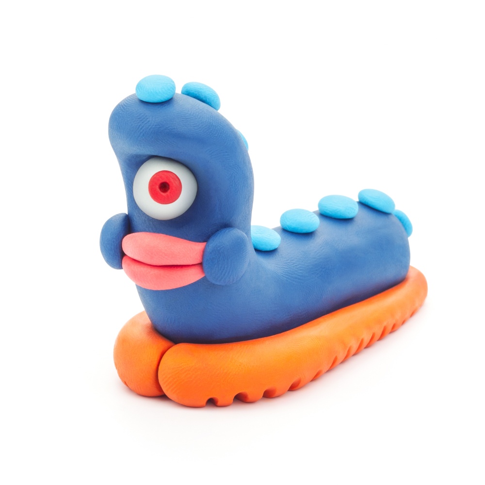 Hey Clay - Modelling Air-Dry Clay with Fun Interactive App - Worm, Ginger, Yollo, Series Beasts, 6 cans