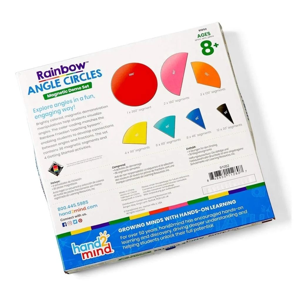 Hand2Mind - Rainbow™ Angle Circles - Angle Teaching Mangetic Demo Set