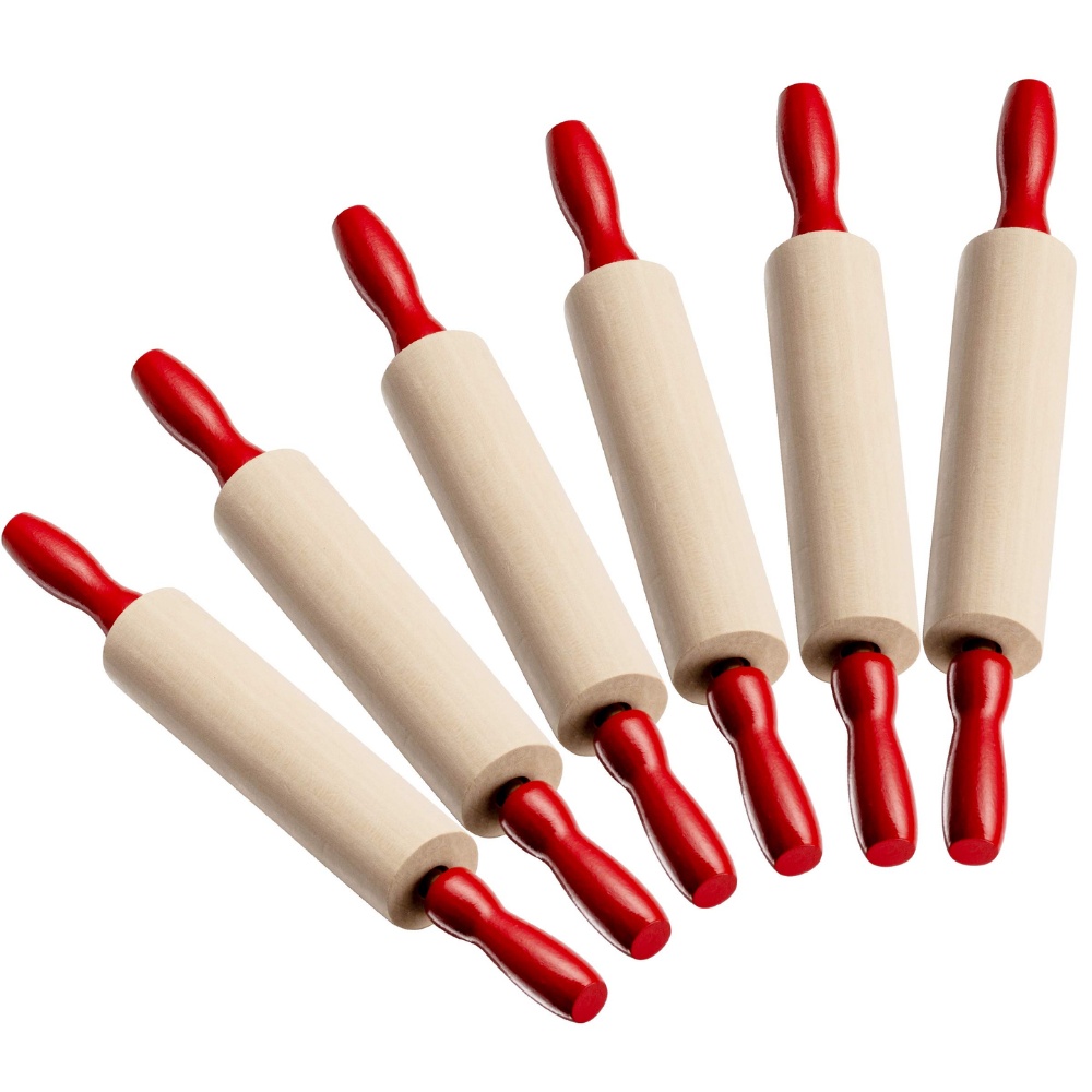 EDX Education - Wooden Rolling Pins - Play Dough Tools for Kids - 6pcs