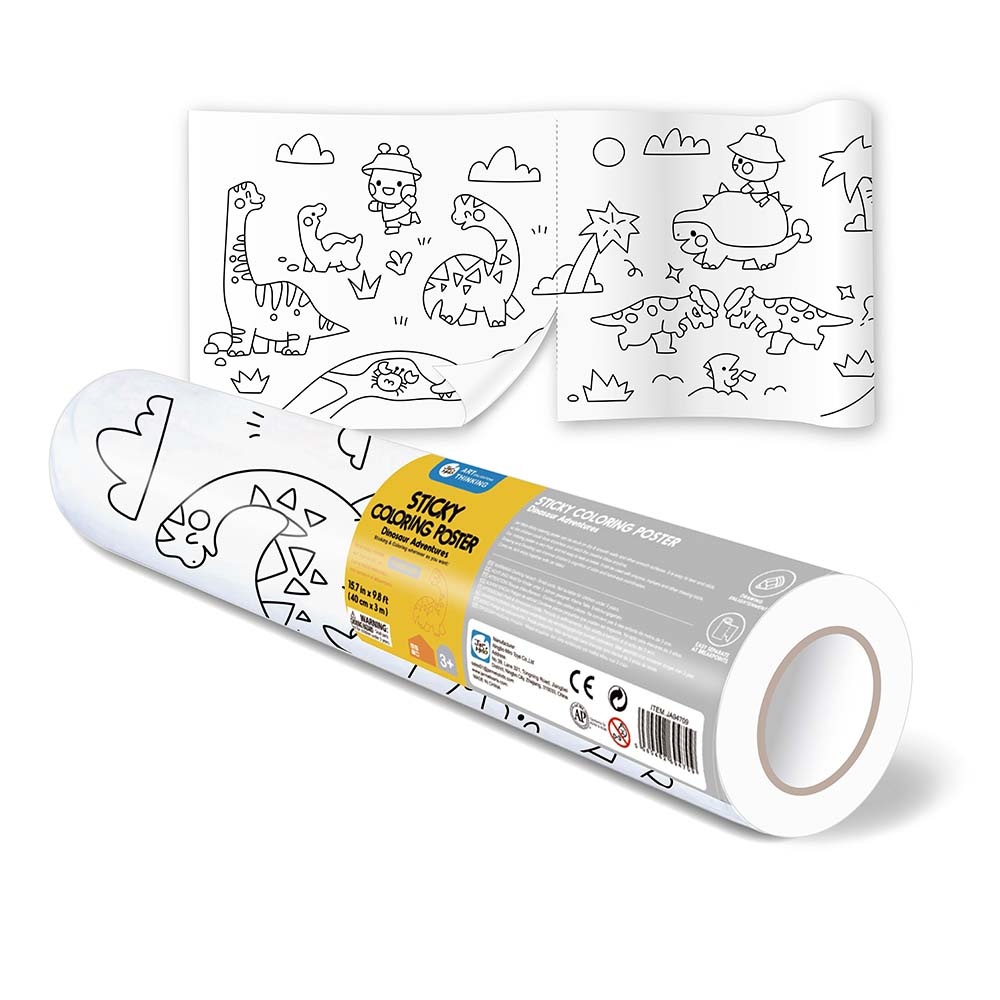 Jar Meló - Colouring Paper Roll - Tear & Stick - Dinosaur Adventures 3m