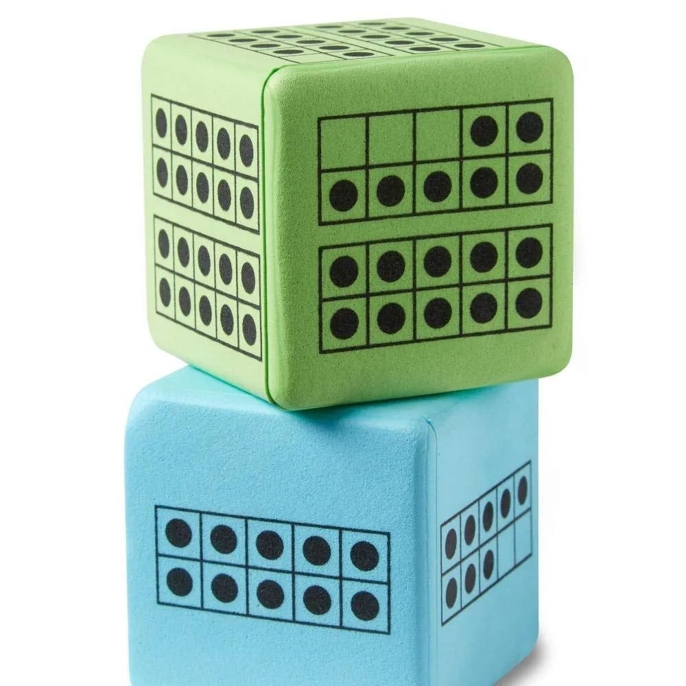 Hand2Mind - Ten-Frames Dice: Early Math Learning Activity - 12pcs