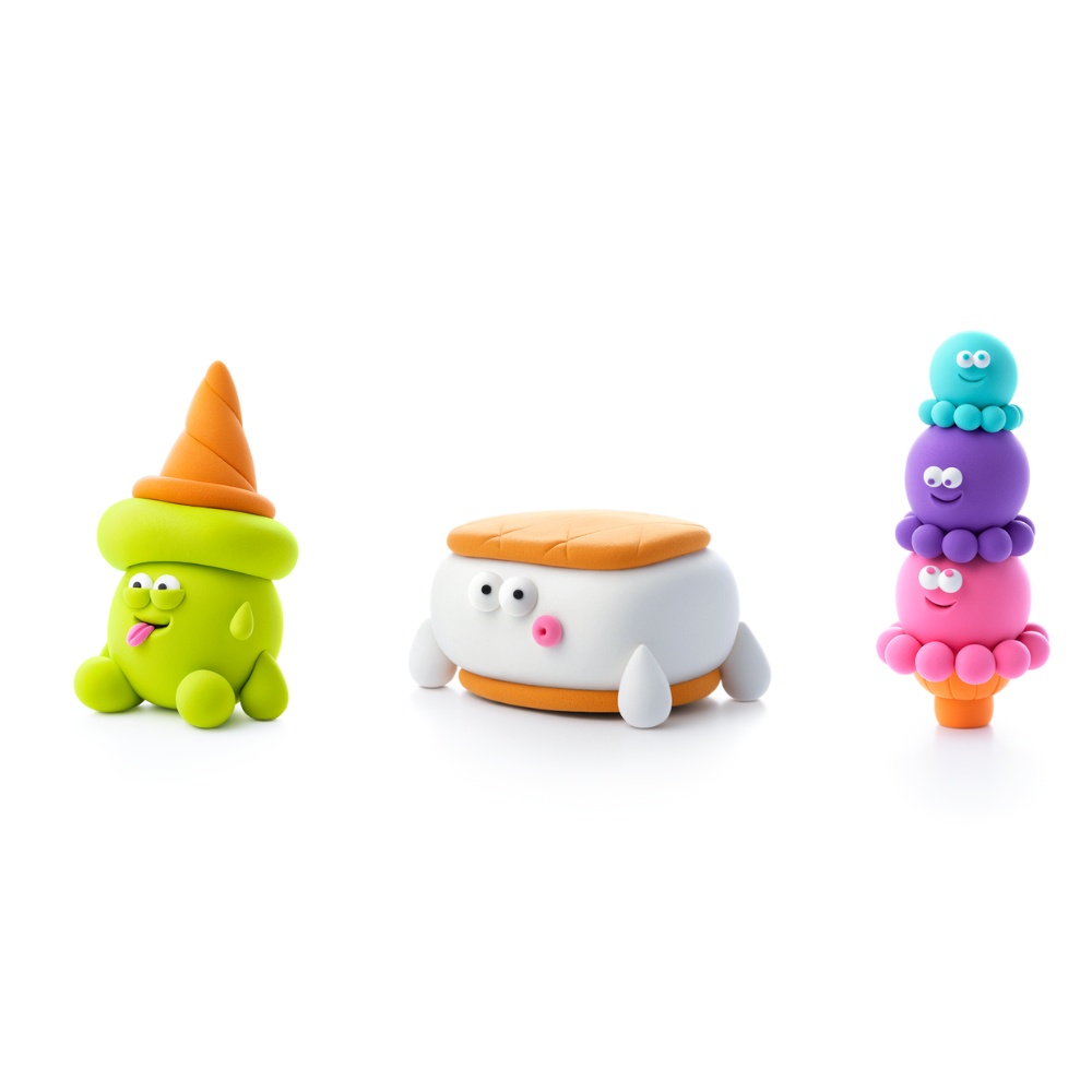 Hey Clay - Modelling Air-Dry Clay with Fun Interactive App - Flip Cone, Yeti Sandwich, Scoopanauts, Series Nice Ice Cream, 6 cans
