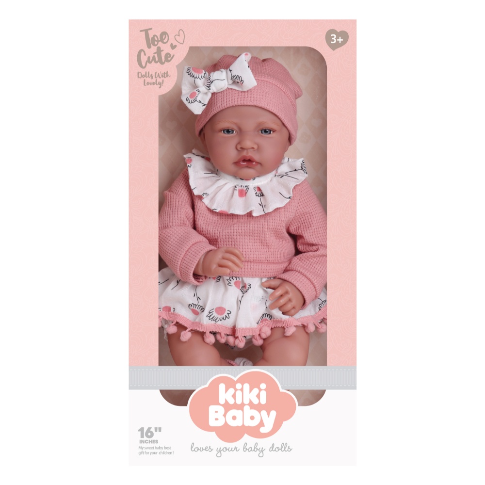 Baby Doll - Soft Cotton Body - Pink Dress, Beanie & Shoes - 40cm