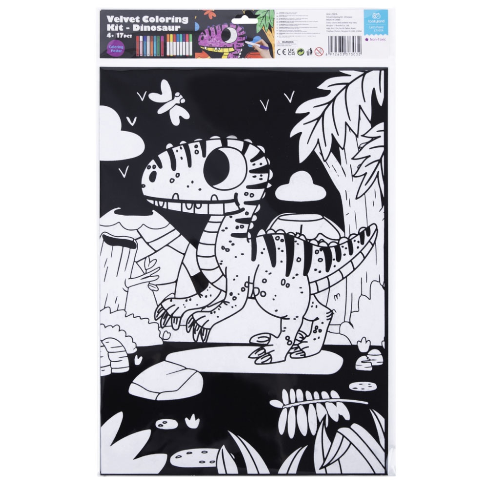 TookyToy - Velvet Colouring Kit - Dinosaur