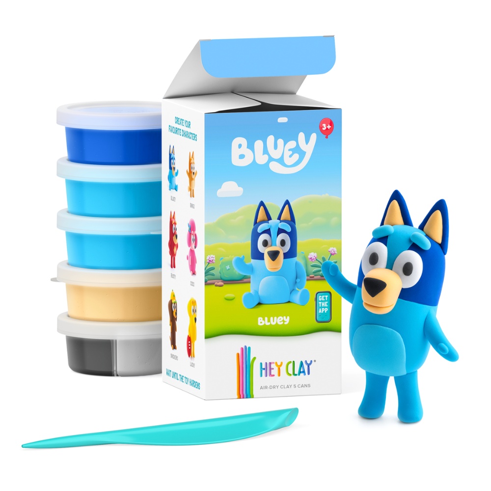 Hey Clay - Modelling Air-Dry Clay with Fun Interactive App - Bluey, 5 cans