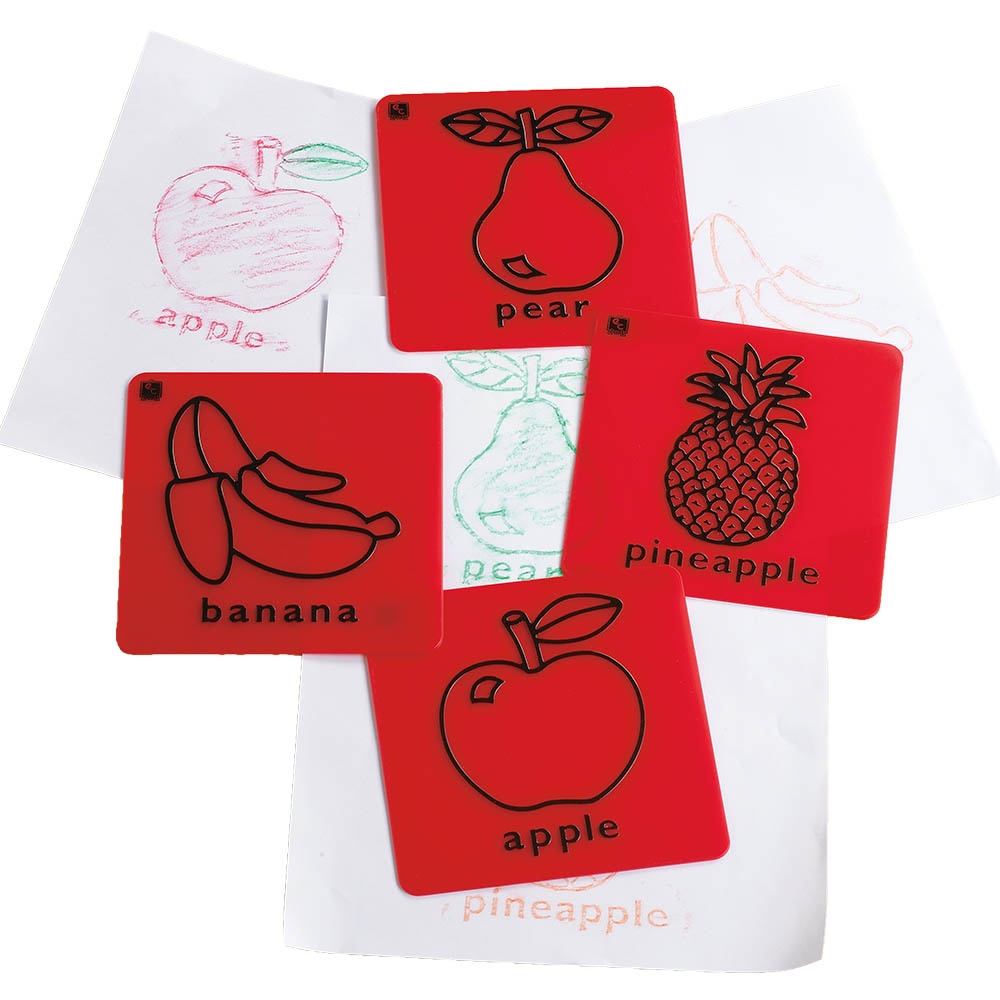 EDX Education - Art Rubbing & Embossing Plates - Fruit 4pcs
