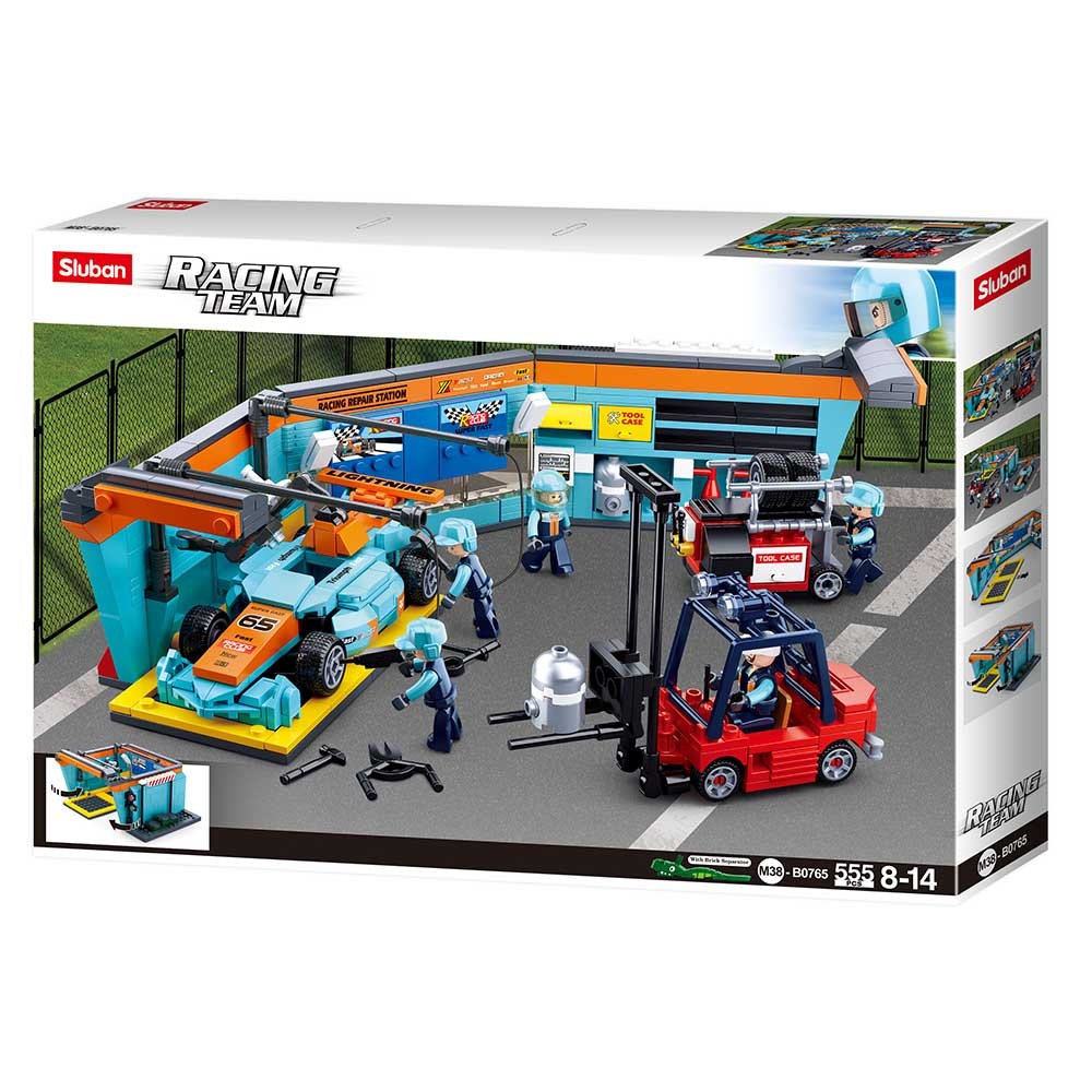 Sluban Building Set: Racing Team - F1 Race Team - Grand Prix Garage Set - 555pcs