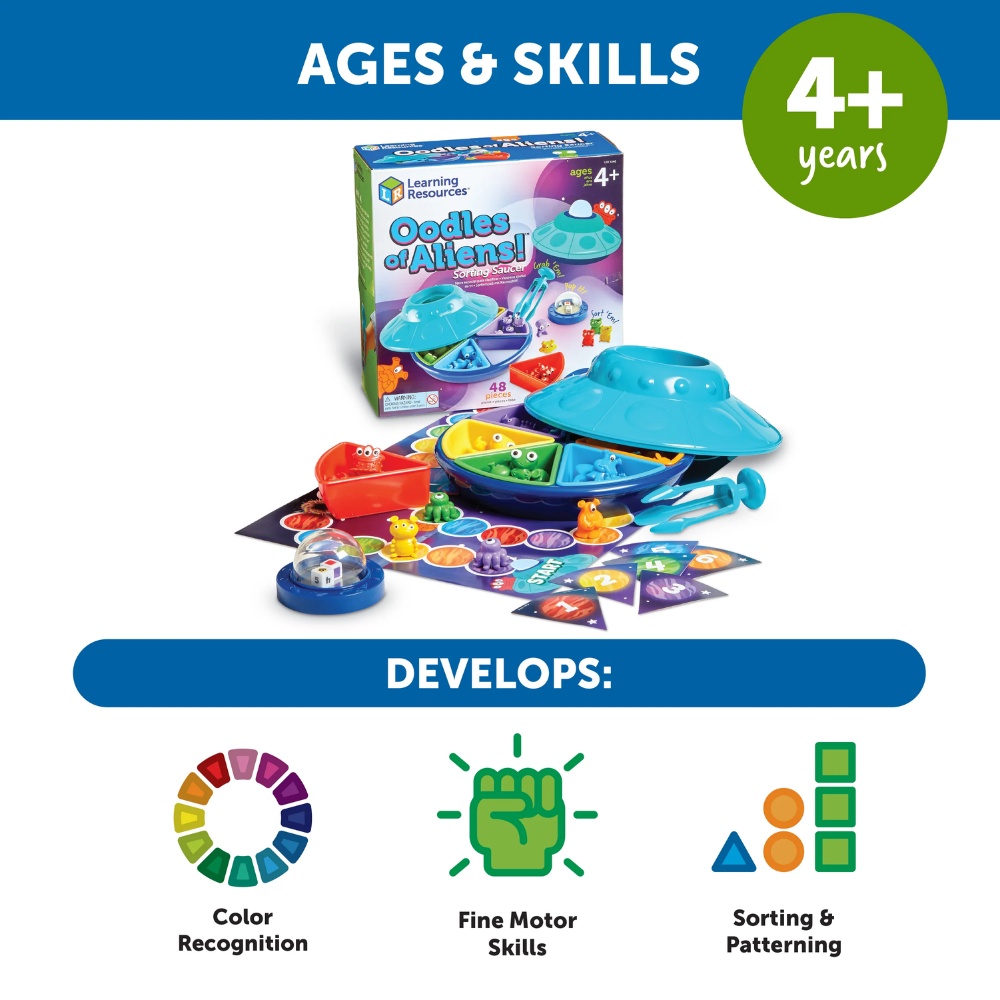 Learning Resources - Oodles of Aliens Sorting Saucer Fine Motor Toy for Toddlers