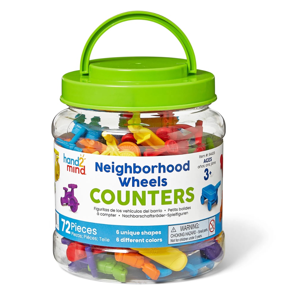 Hand2Mind - Neighborhood Wheels Counters - Transport Sorting & Counting Set 72pcs