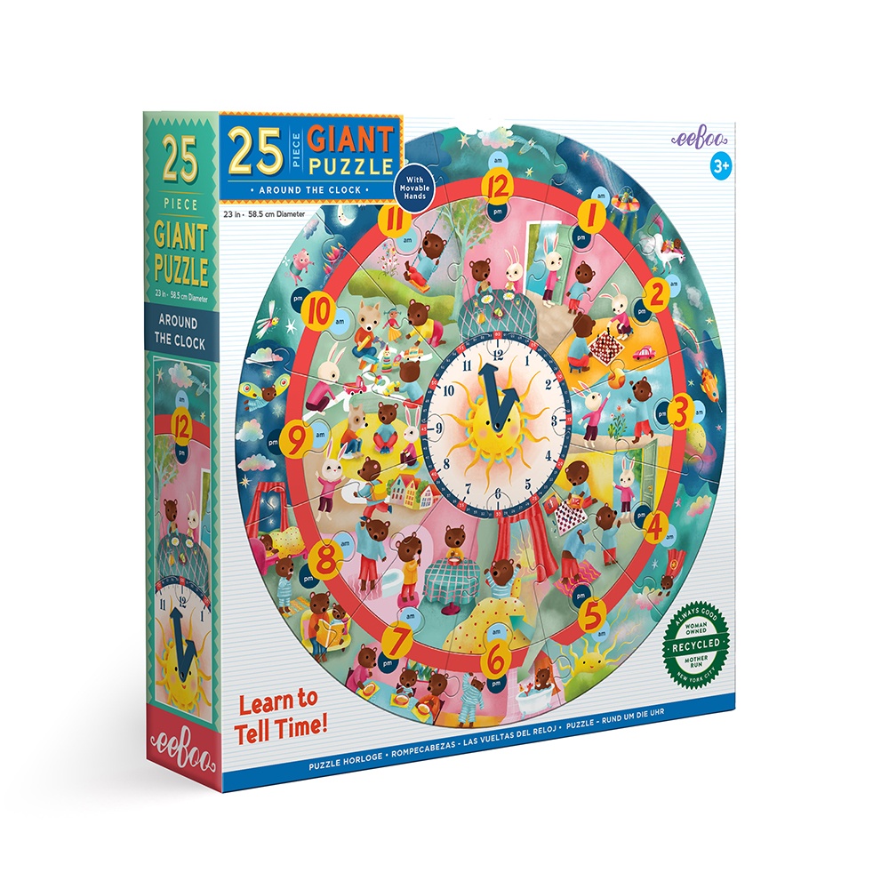eeBoo - Around the Clock Giant - Floor Puzzle for Kids: 25 Pieces