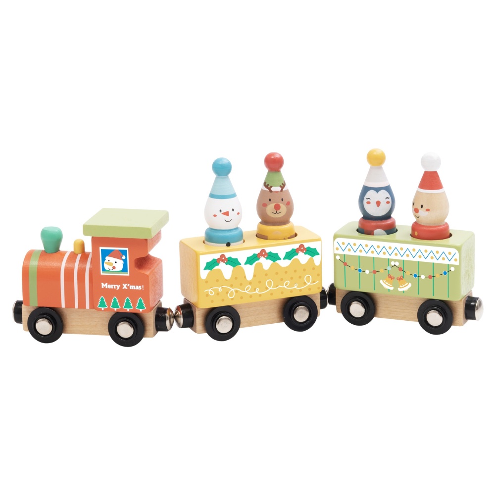 hi Pando - Wooden Magnetic Train Set - Christmas - 7 Pieces