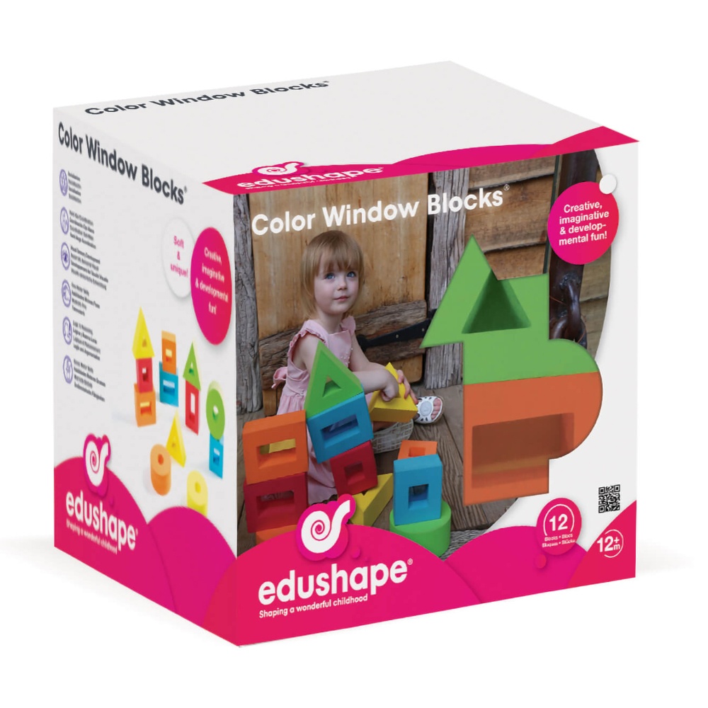 edushape - Colour Window Blocks 12-Piece Set - Soft Building Blocks for Toddlers