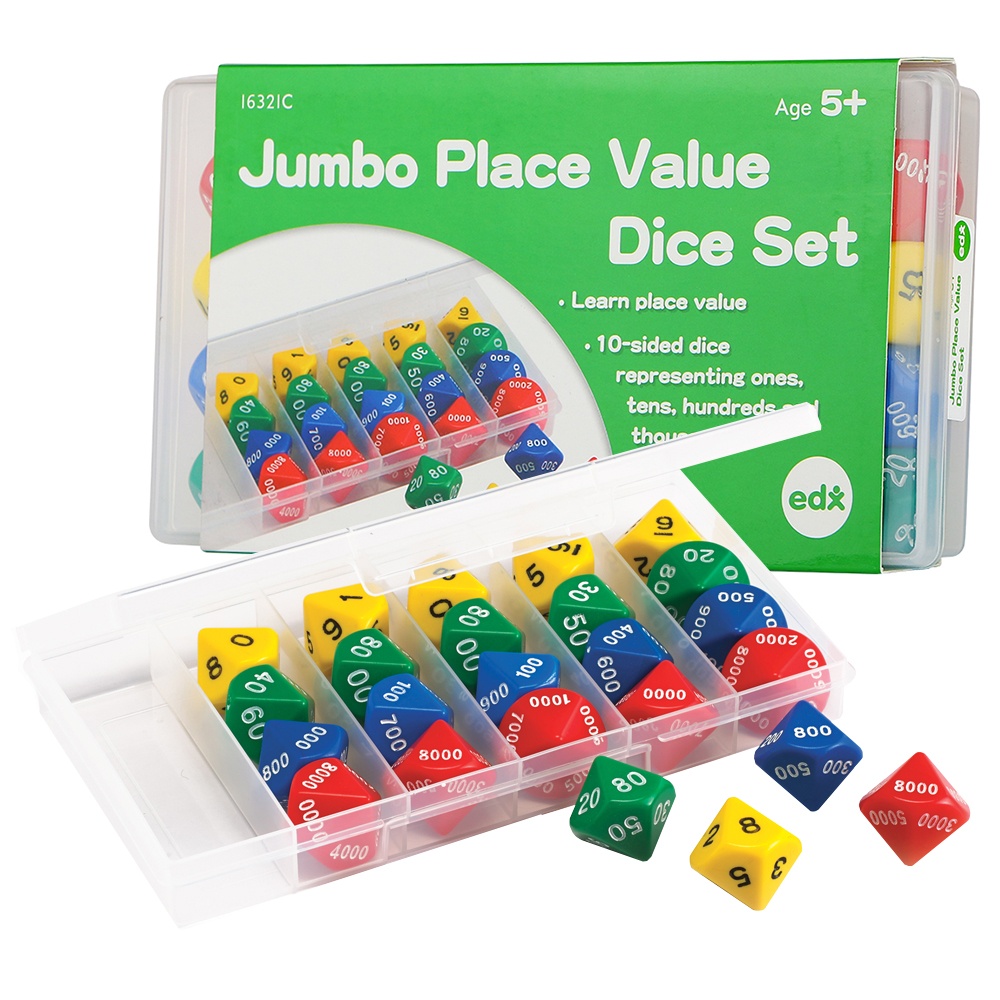 EDX Education - Dice - Jumbo Place Value Set - 34mm - 24pcs
