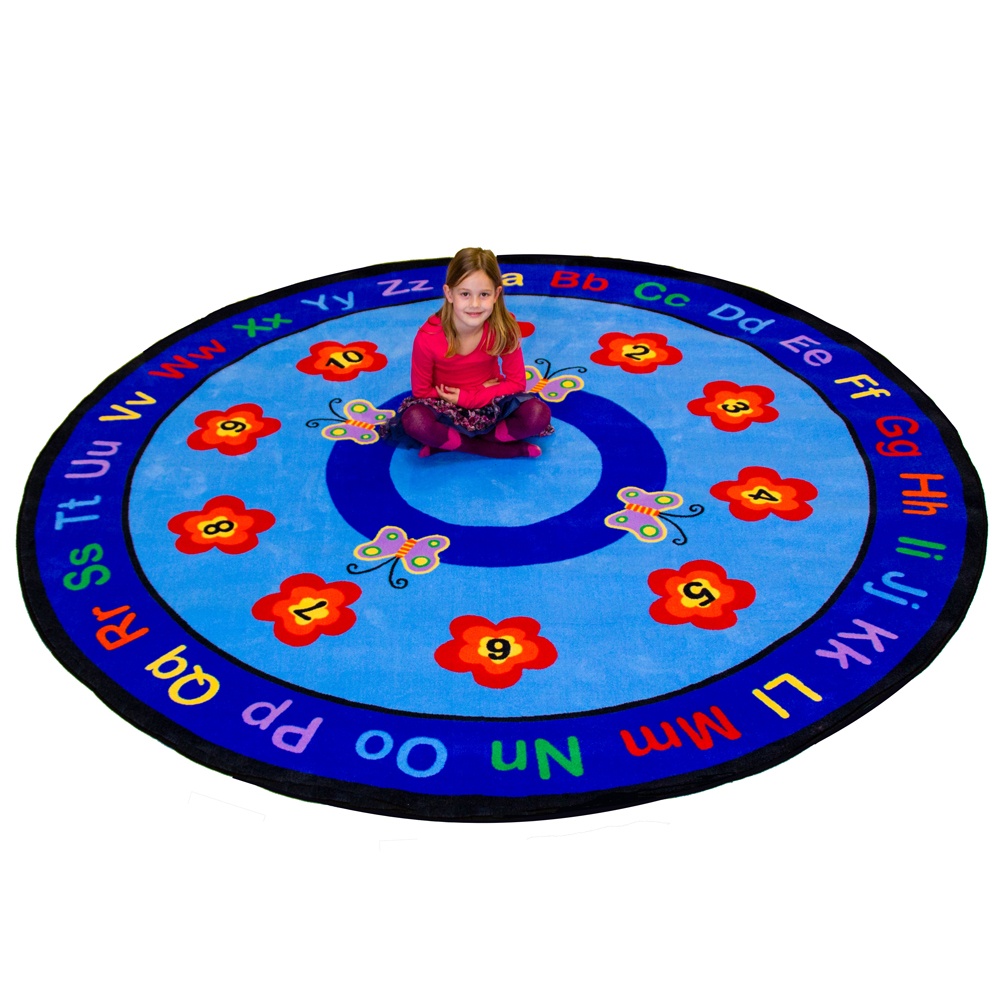 Learning Classroom Carpets - Alphabet Butterflies - Round - 257 cm