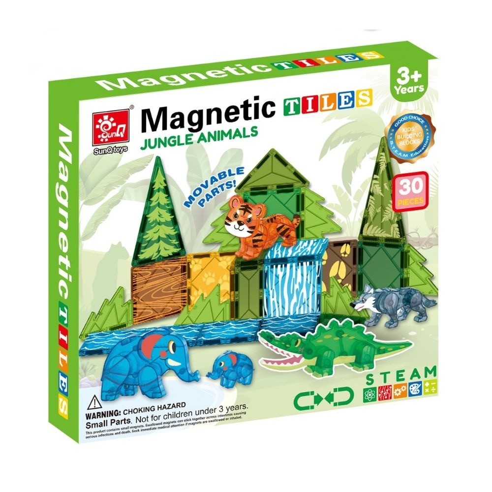 Magnetic Tiles - Jungle Animals Set - 30 Pieces