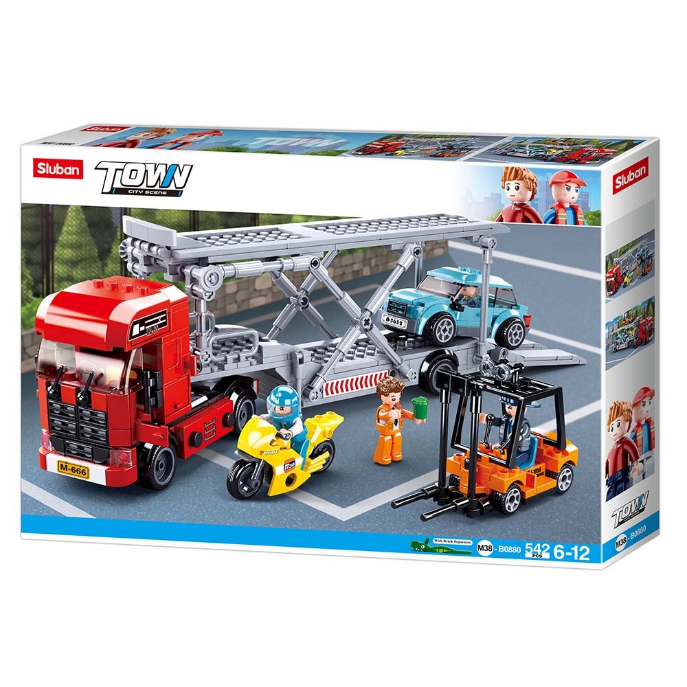 Sluban Building Set: Town - Car Transporter - 542pcs