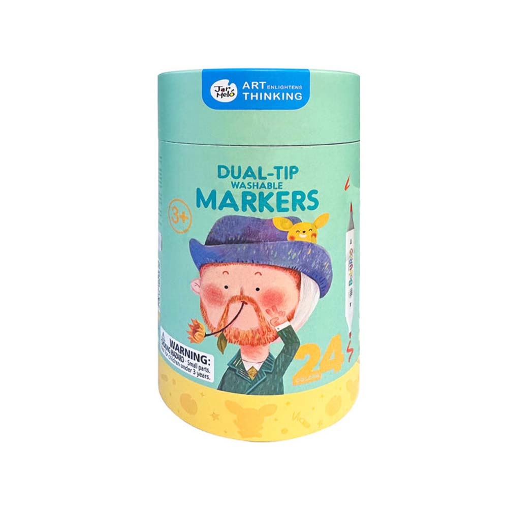 Jar Meló - Dual-Tip Washable Art Markers - 24 Colours