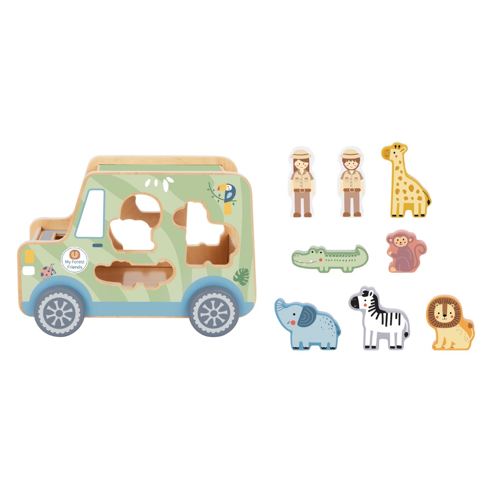 TookyToy - My Animal Friends - Safari Jeep Shape Sorting Toy 8pcs