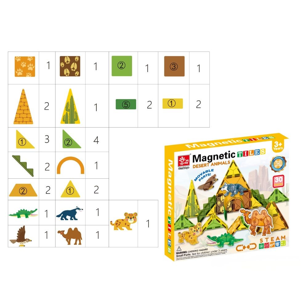Magnetic Tiles - Wild Animals Set - 30 Pieces