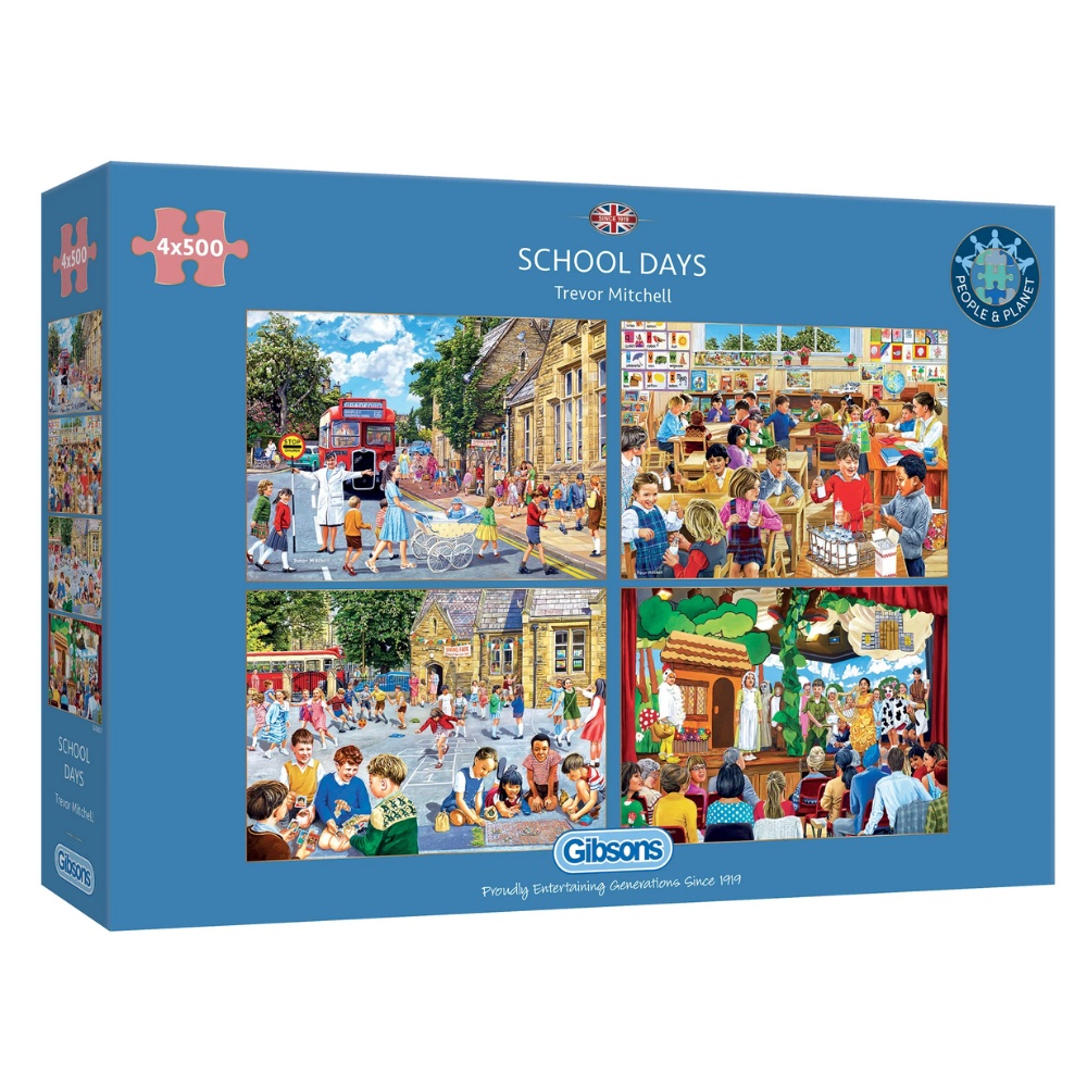 Gibsons - School Days - 4 x 500 Piece Jigsaw Puzzles