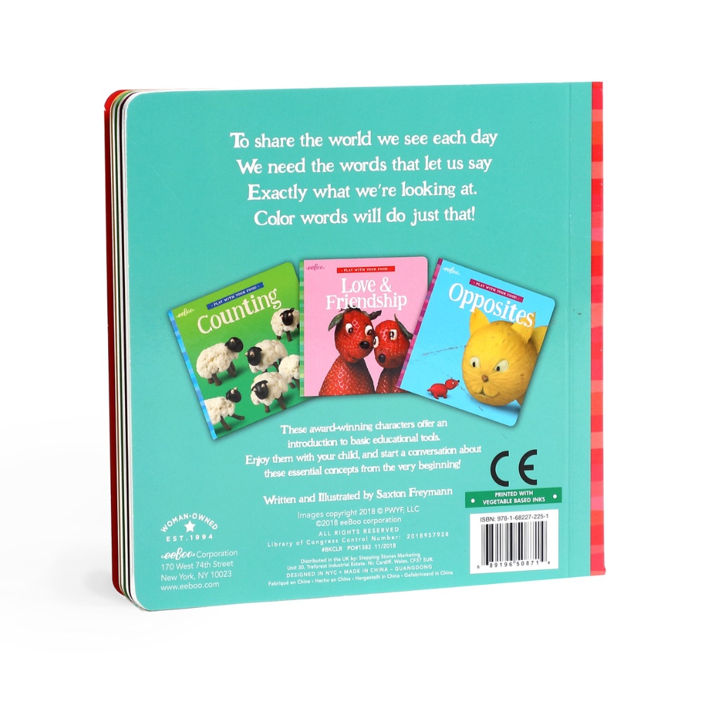 eeBoo - Play With Your Food Board Book - Colours - Early Learning Picture Book