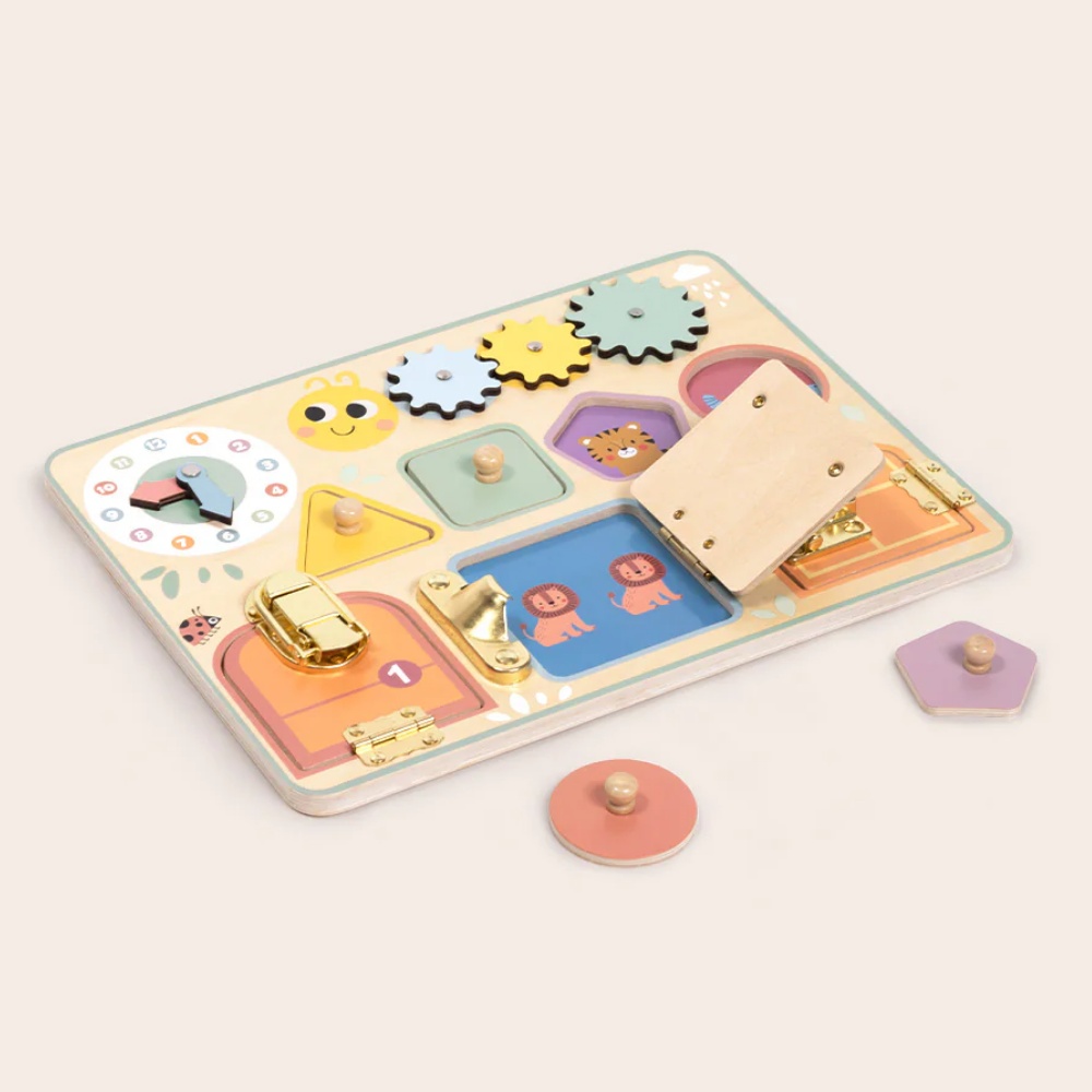 TookyToy - Wooden Busy Board - Pastel
