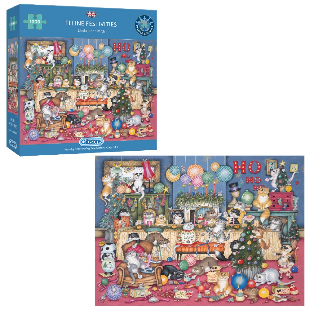 Gibsons - Feline Festivities - 1000 Piece Jigsaw Puzzle