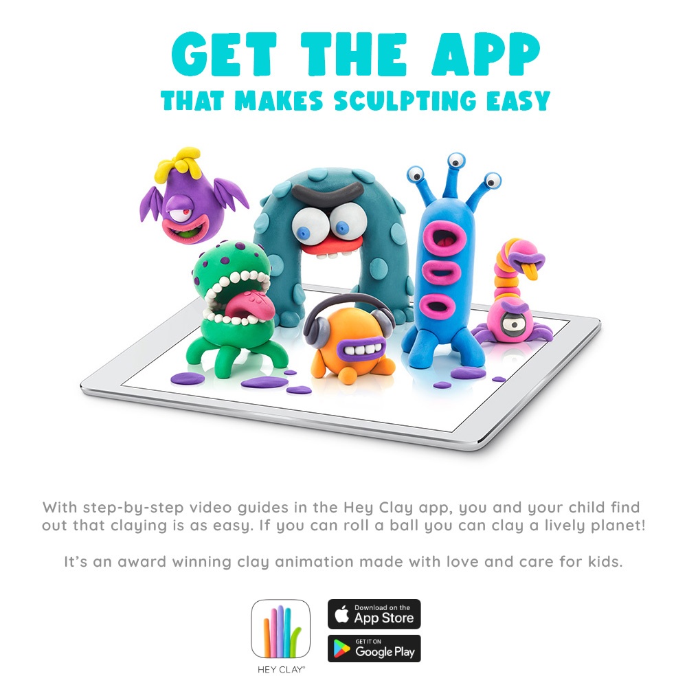Hey Clay - Modelling Air-Dry Clay with Fun Interactive App - Aliens, 15 cans