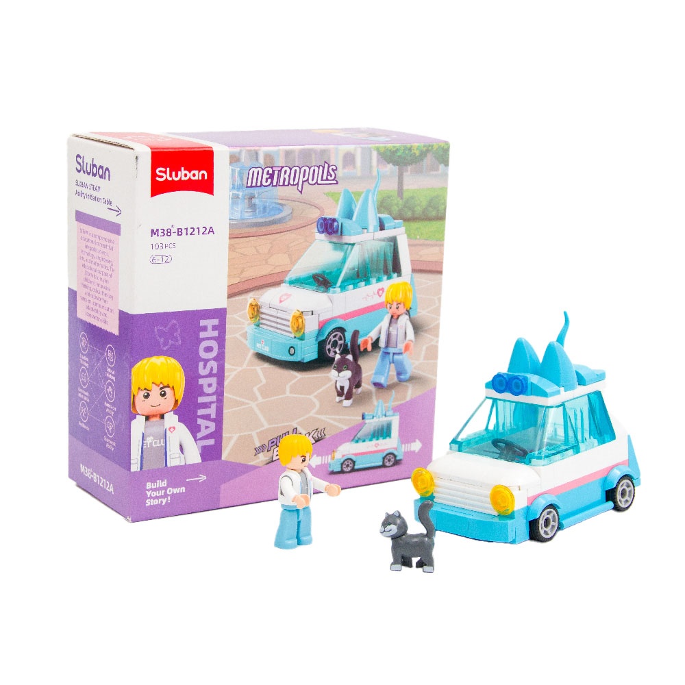 Sluban Building Set: Metropolis Pull Back - Pet Pickup Car - 103pcs