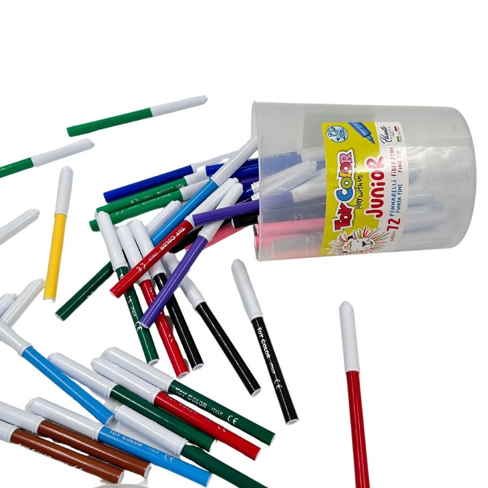 Toy Color - Junior Fibre Markers - 2.8mm Fine Tip Jar - 24 Colours - 72pcs
