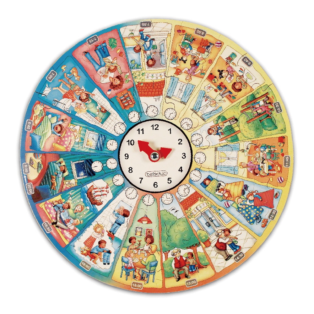 Beleduc - Wooden Learning Puzzle: My Daily Routines with Clock